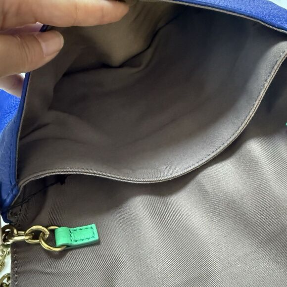 NWT J. Crew Green Blue Colorblock Leather Envelope Shoulder Bag/Clutch - Picture 6 of 12